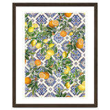 Blue Mediterranean tiles, lemons and oranges fruit thumbnail