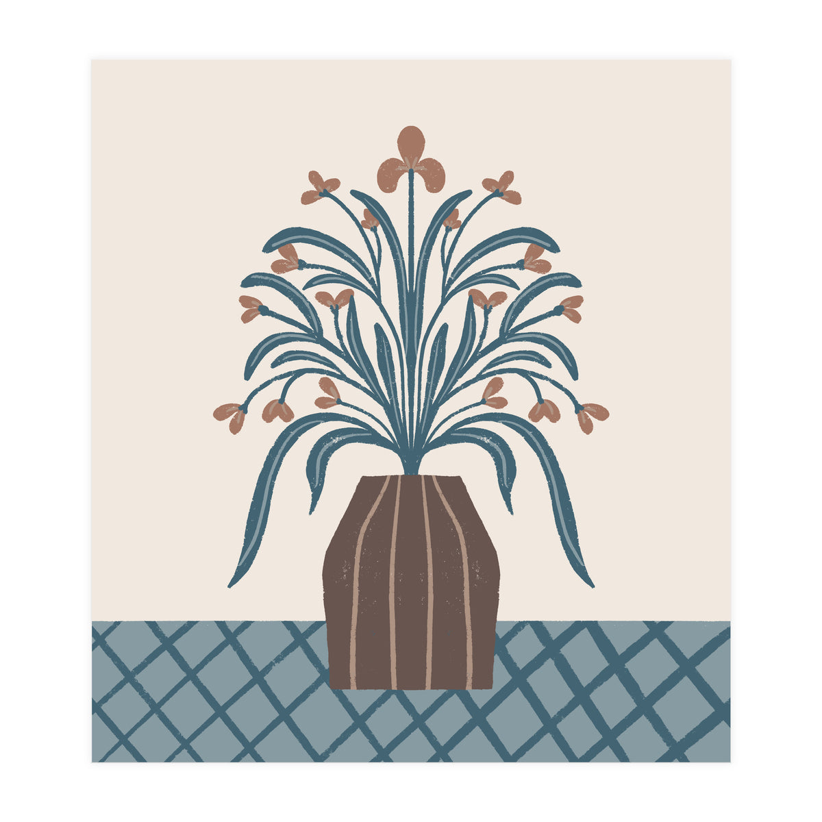 Earthy Modern Vase with Florals (Print Only)