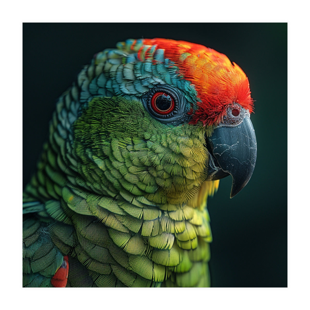 Close Up Colorful Parrot Bird Feather (Print Only)