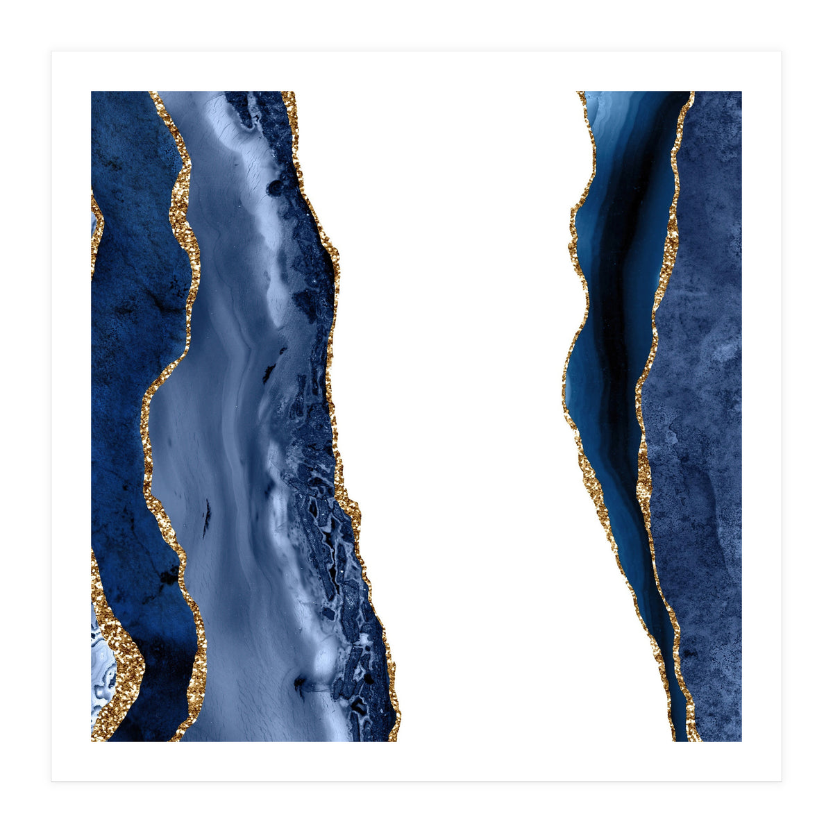 Navy & Gold Agate Texture 28  (Print Only)