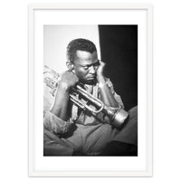 Jazz trumpeter Miles Davis early in his career playing in New York City, circa 1955.