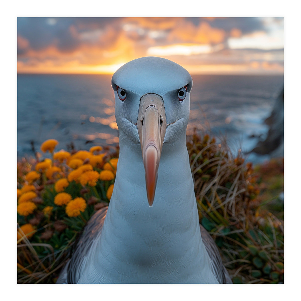 Albatross Bird With Intense Gaze By The Sea (Print Only)