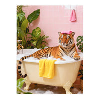 Leopard in Bathtub, Surreal Bathroom Scene (Print Only)