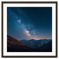 Majestic Milky Way Galaxy over Serene Mountain Range Night Landscape Illustration