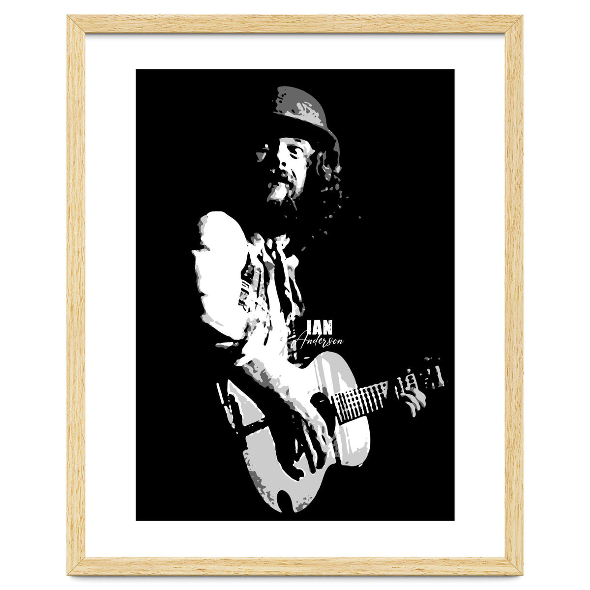 Ian Anderson Rock Music Legend in Grayscale