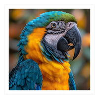 Blue And Yellow Macaw Parrot Close Up Portrait (Print Only)