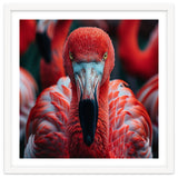 Close Up Flamingo Head With Bright Red Feathers thumbnail