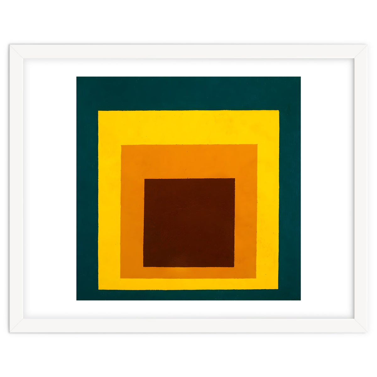 JOSEF ALBERS - HOMAGE TO THE SQUARE DARK GREEN YELLOW ORANGE BROWN
