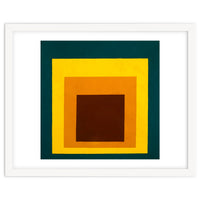 JOSEF ALBERS - HOMAGE TO THE SQUARE DARK GREEN YELLOW ORANGE BROWN