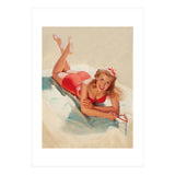 Pinup Girl Posing On A Beach (Print Only) thumbnail