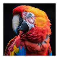 Scarlet Macaw Parrot Close Up Portrait Vivid Colors (Print Only)