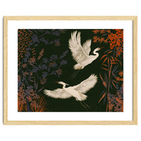 White Herons Flying Asian Art