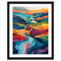 Colorful Abstract River Valley Landscape Art
