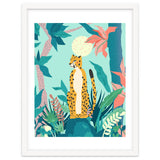 Leopard Forest, Pastel Tropical Jungle Nature Botanical, Moon Eclectic Colorful Wild Animals Boho thumbnail