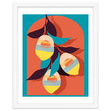 Lemon Sunset, Eclectic Botanical Colorful Bohemian Fruits, Food Pop Of Color Lime Retro thumbnail