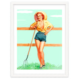 Pinup Country girl Posing With Pitchfork thumbnail