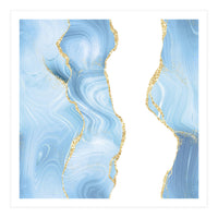 Blue & Gold Glitter Agate Texture 07 (Print Only)