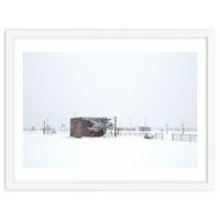 Barn in the winter snowscape