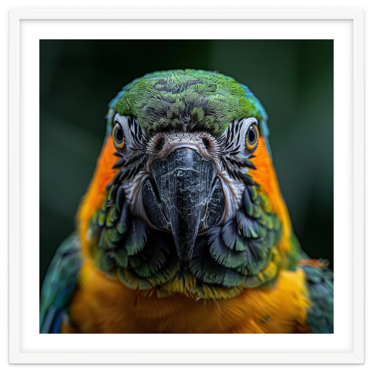 Blue And Gold Macaw Face Focused Portrait