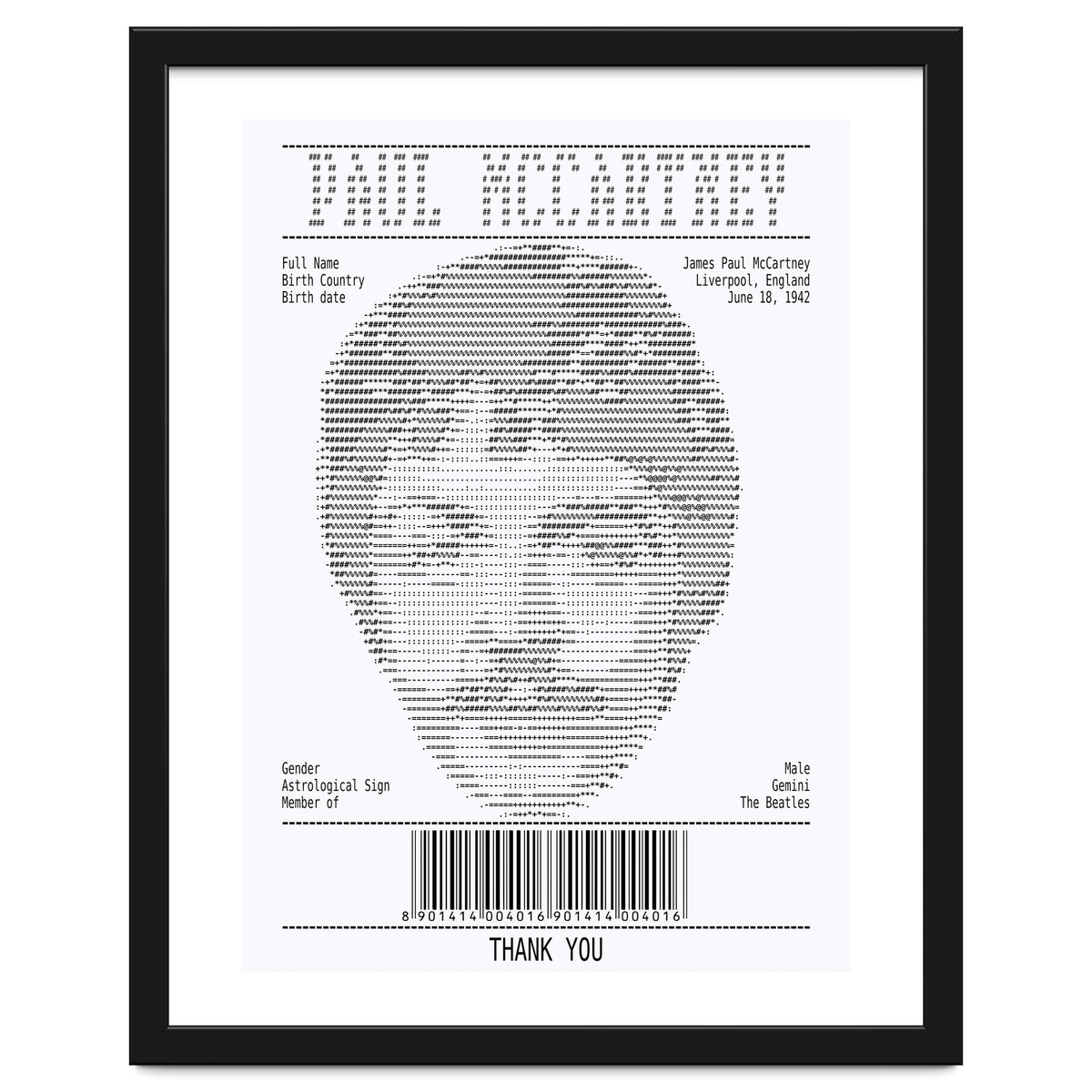 Receipt Art Paul Mc Cartney