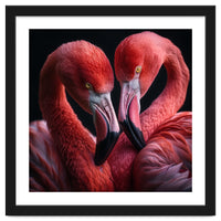 Two Flamingos Together
