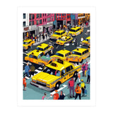 New York Minute, Yellow Taxi Cab Manhattan Downtown Busy Street, Traffic People Buildings Times Square Eclectic Road Architecture (Print Only) thumbnail