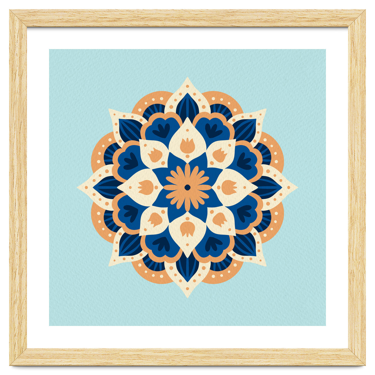 Mandala flower - orange and blue