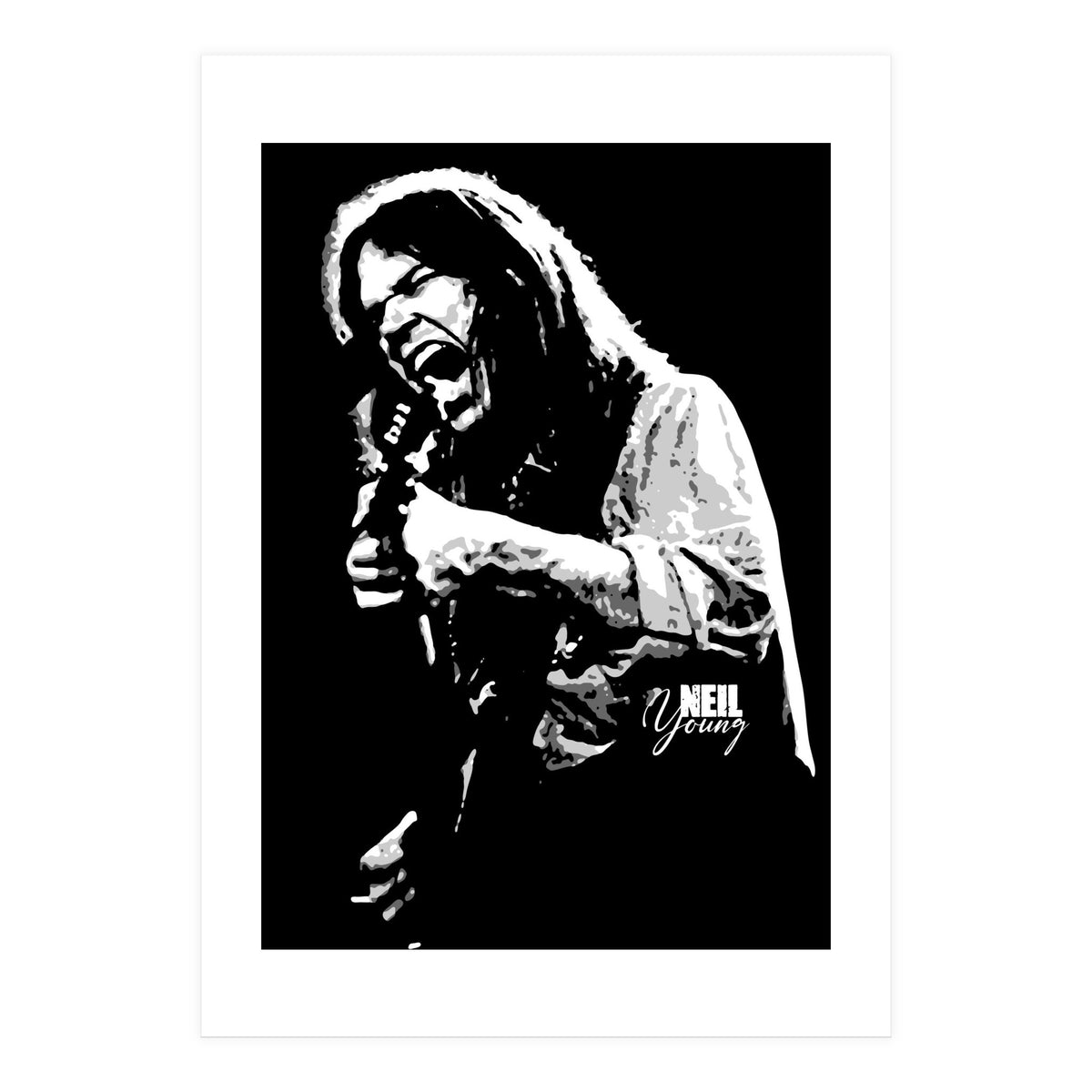 Neil Young Musician Legend in Grayscale 2 (Print Only)