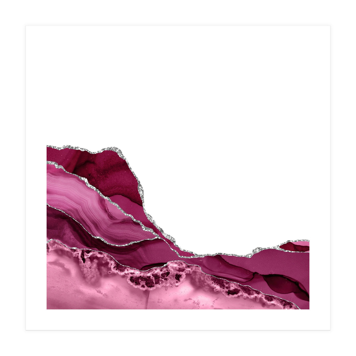 Burgundy & Silver Agate Texture 09 (Print Only)