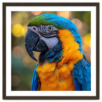 Blue And Yellow Macaw Parrot Close Up Detailed Shot