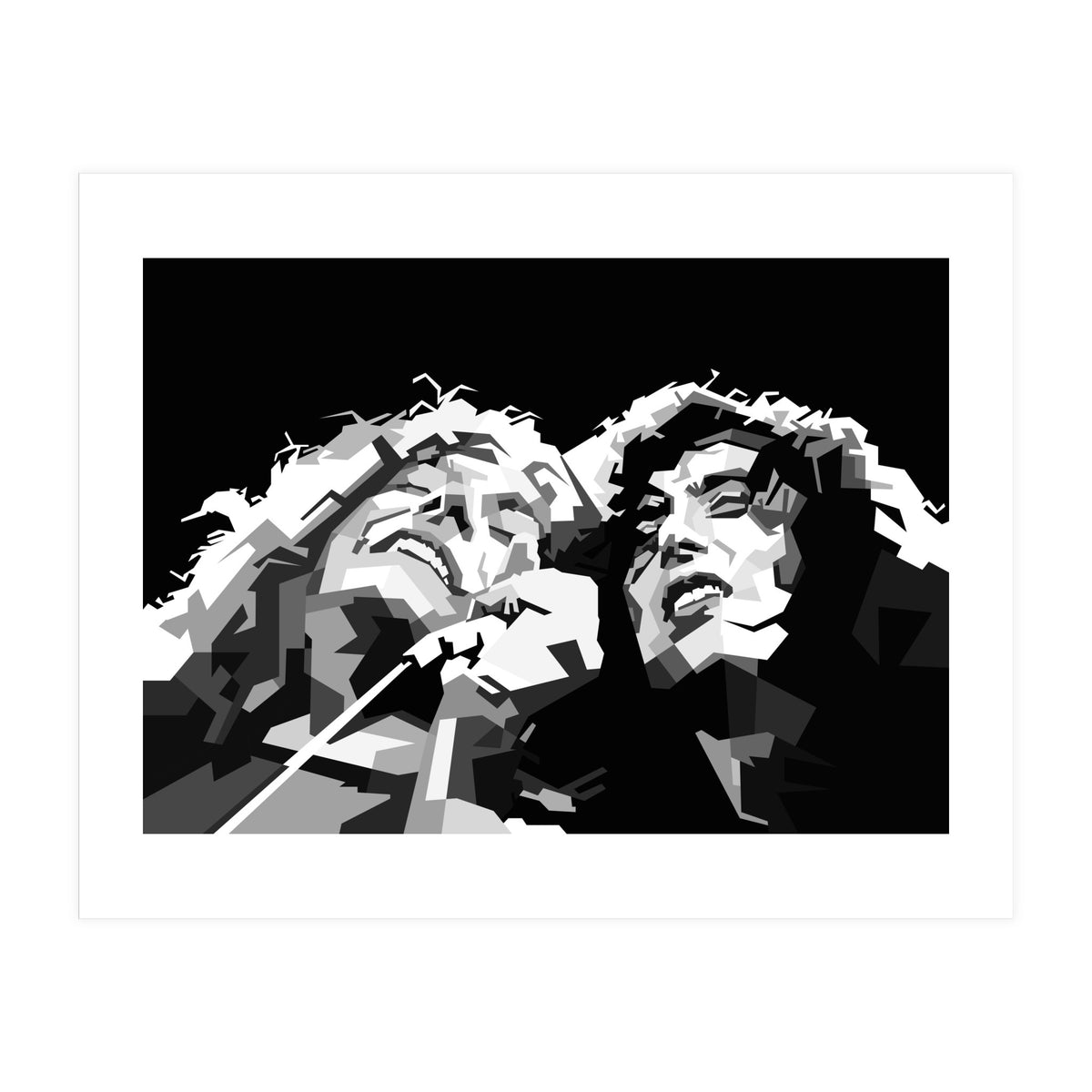 Robert Plant & Jimmy Page Black Illustration (Print Only)