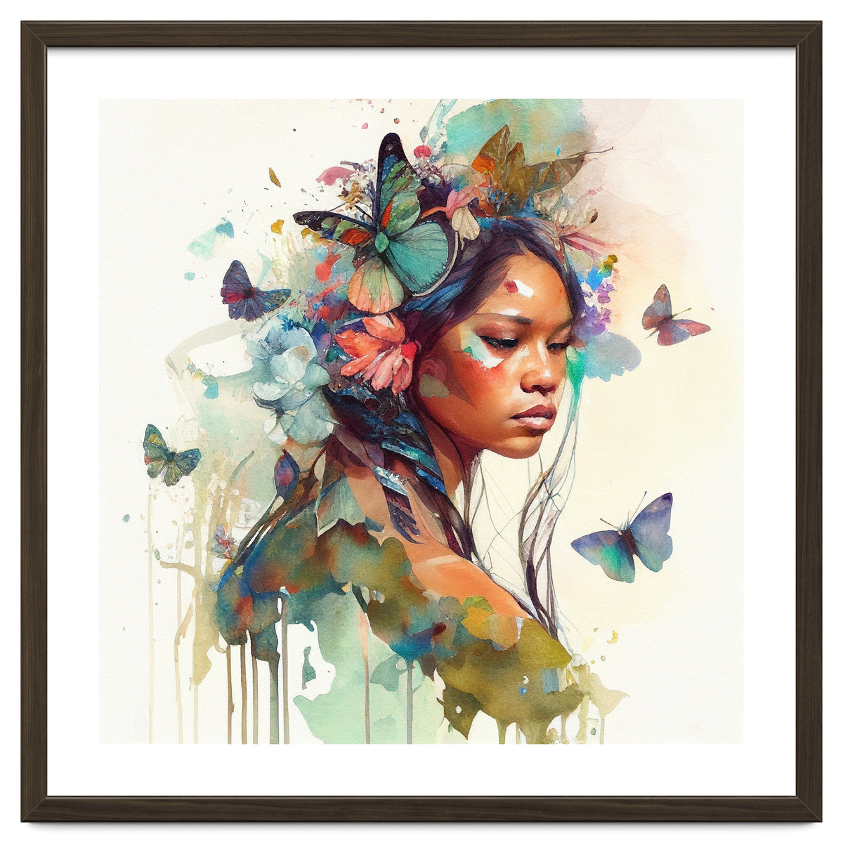 Floral Native Warrior Woman Butterfly Dance