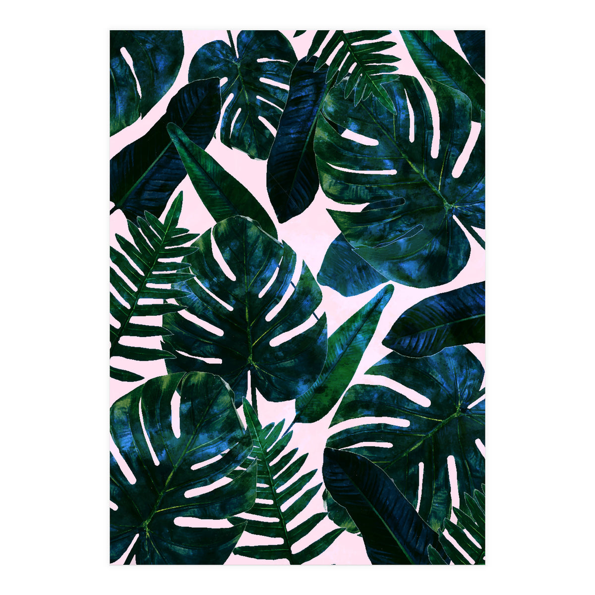 Tropical Nature Monstera Watercolor Painting, Botanical Jungle Dark Palm Illustration (Print Only)