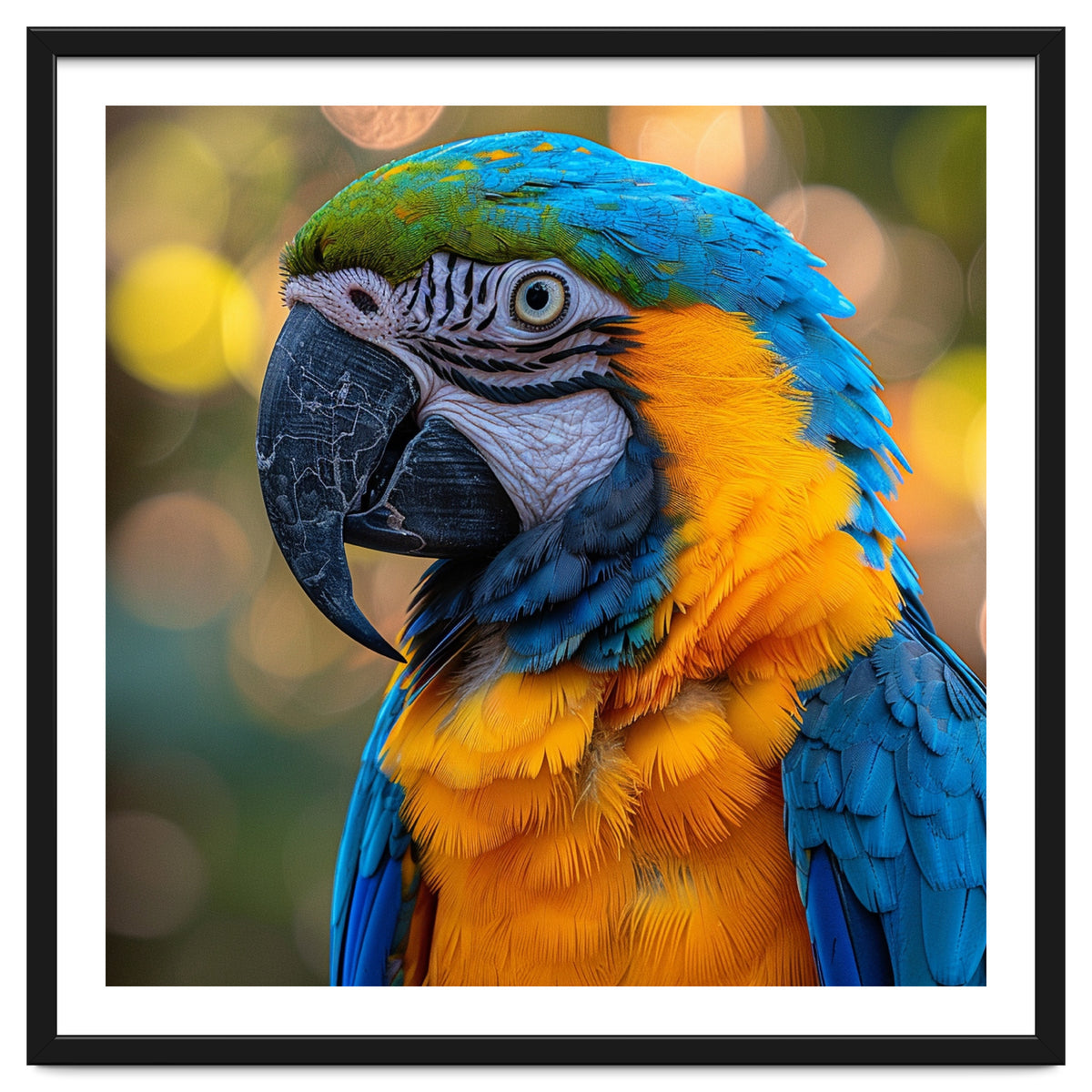Blue And Yellow Macaw Parrot Close Up Detailed Shot