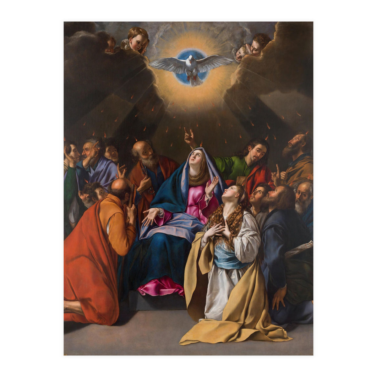 Fray Juan Bautista Maíno / 'Pentecost', 1615-1620, Spanish School, Oil on canvas, 324 cm x 246 cm. (Print Only)