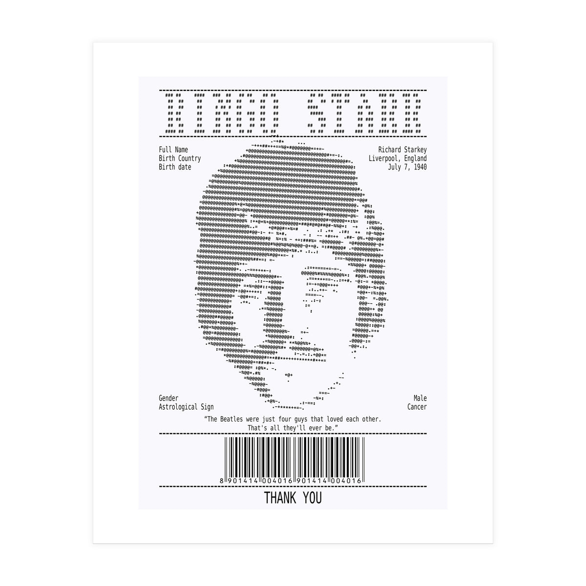 Receipt Art Ringo Starr Quotes (Print Only)