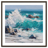Dynamic Crashing Turquoise Ocean Wave Against Rugged Coastal Rocks thumbnail