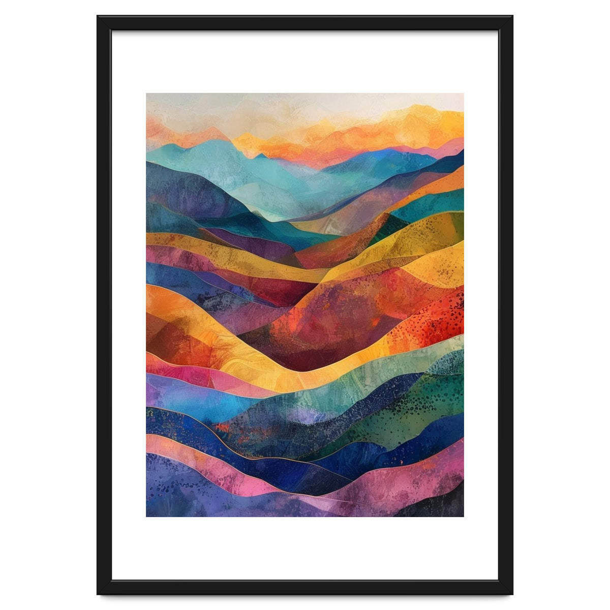 Jewel-Toned Abstract Mountain Landscape Wall Art