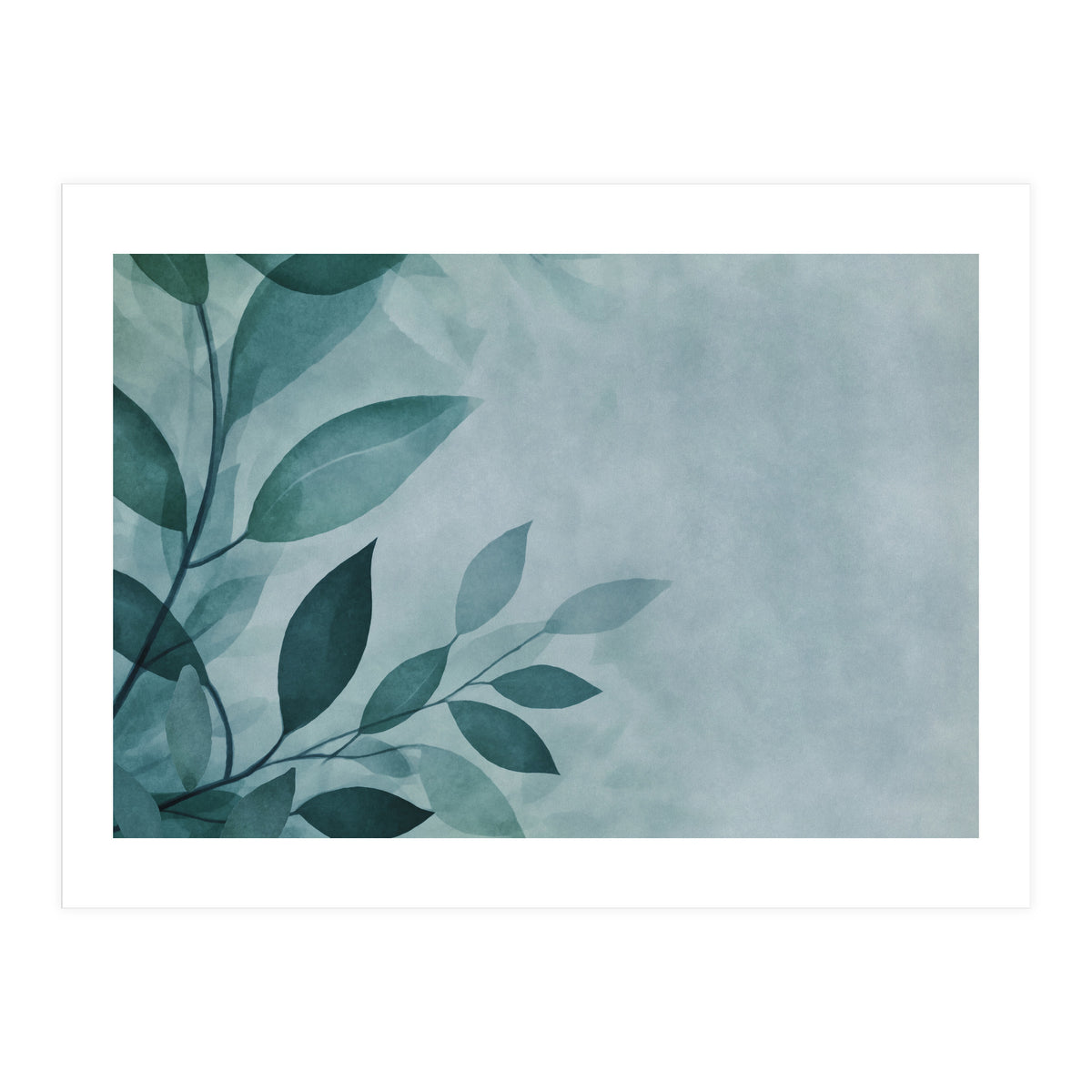 Gentle Leaf Whispers Teal (Print Only)