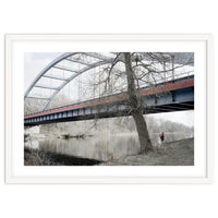 Fishing man under the bridge