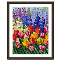 Vibrant Summer Tulip Garden Oil Painting