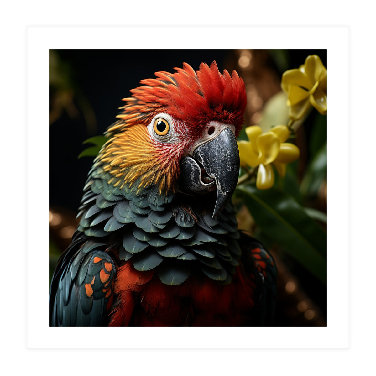 Vibrant Macaw Parrot With Red And Yellow (Print Only)
