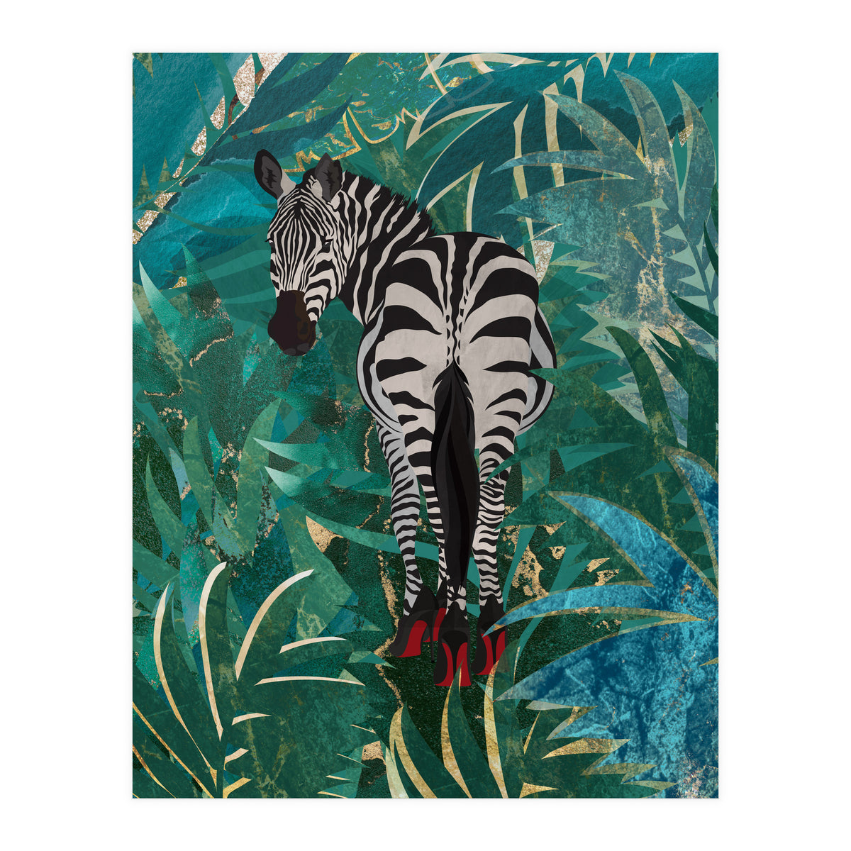 Zebra in the Jungle Heels  (Print Only)