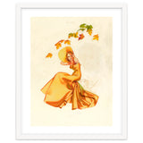 Woman Posing In Yellow Dress And Autumn Leafs thumbnail