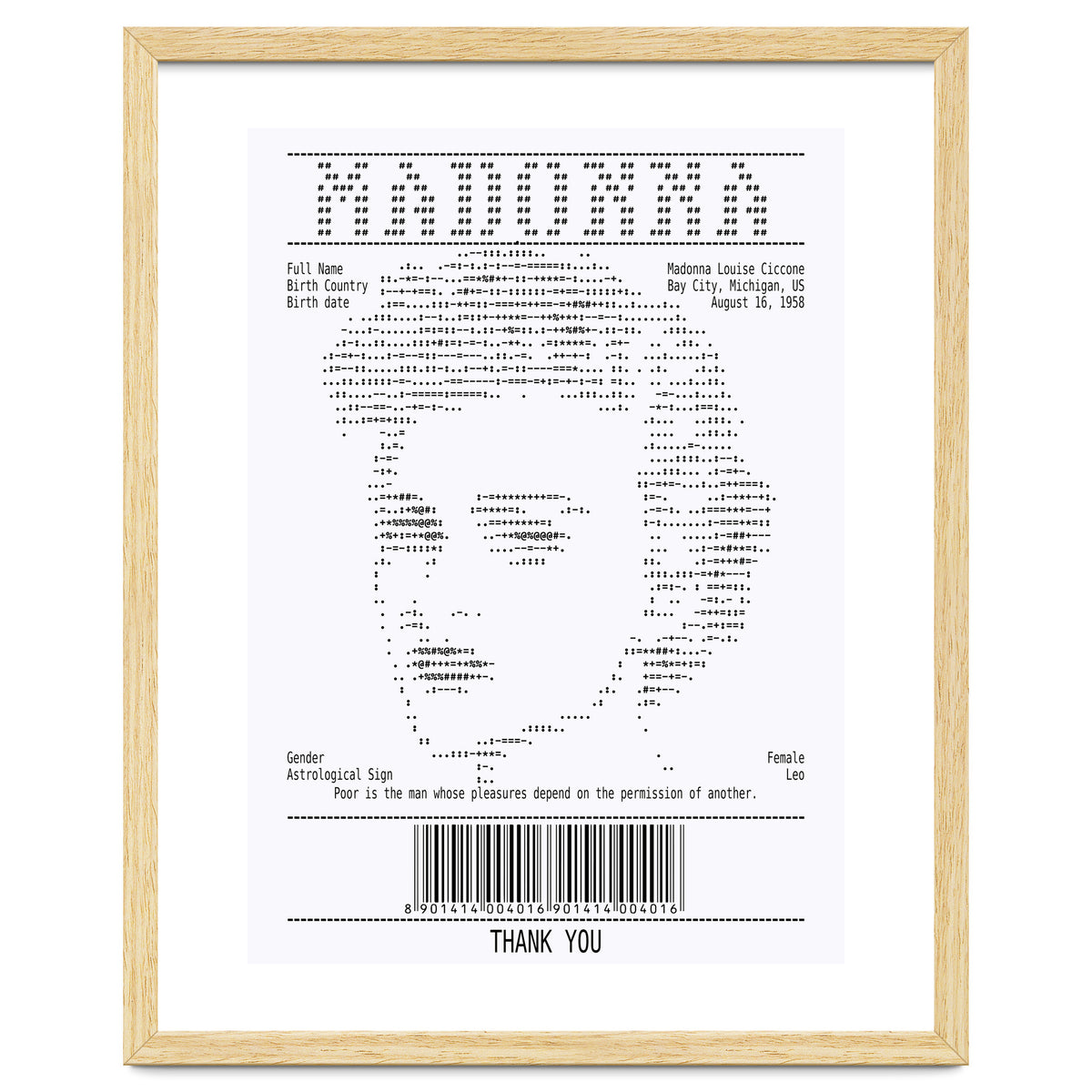 Receipt Art Madonna