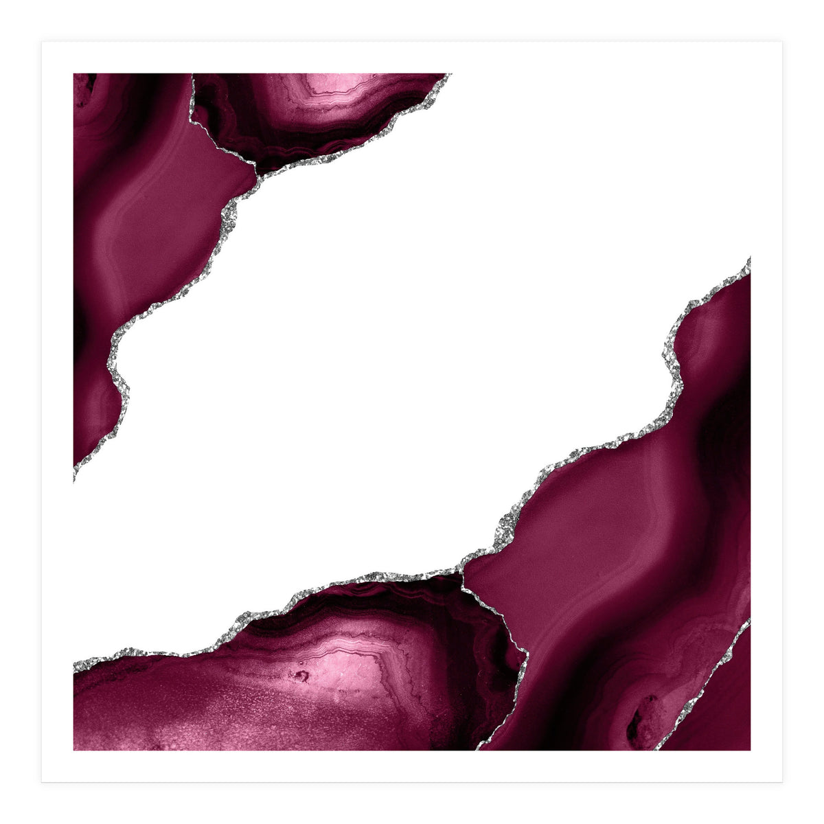Burgundy & Silver Agate Texture 08  (Print Only)