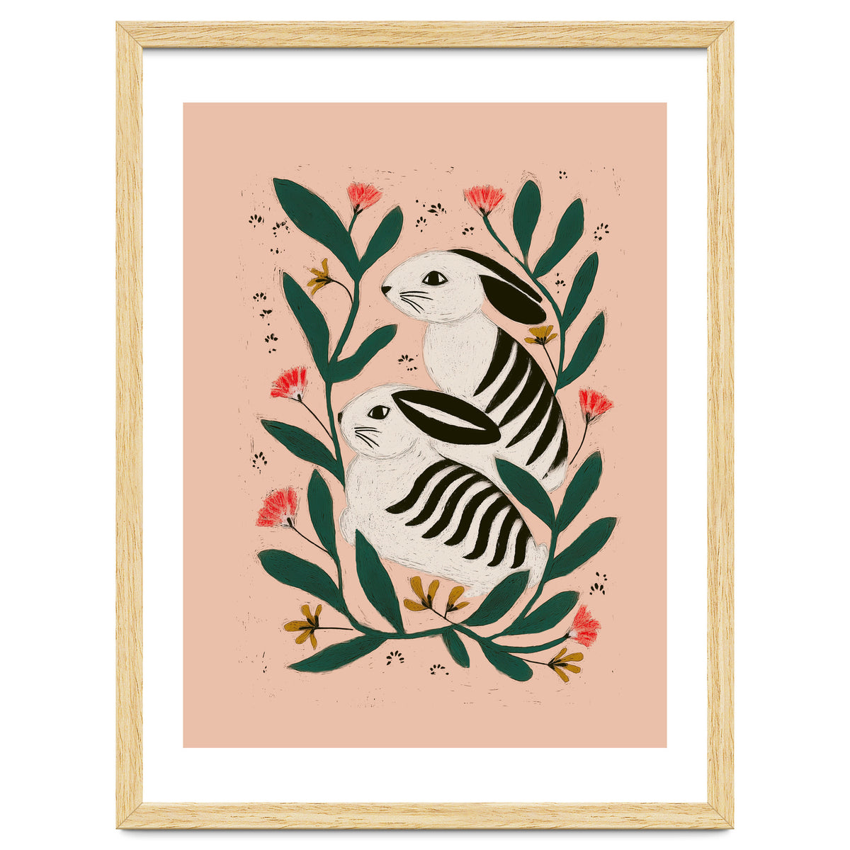 Hares Among Flowers