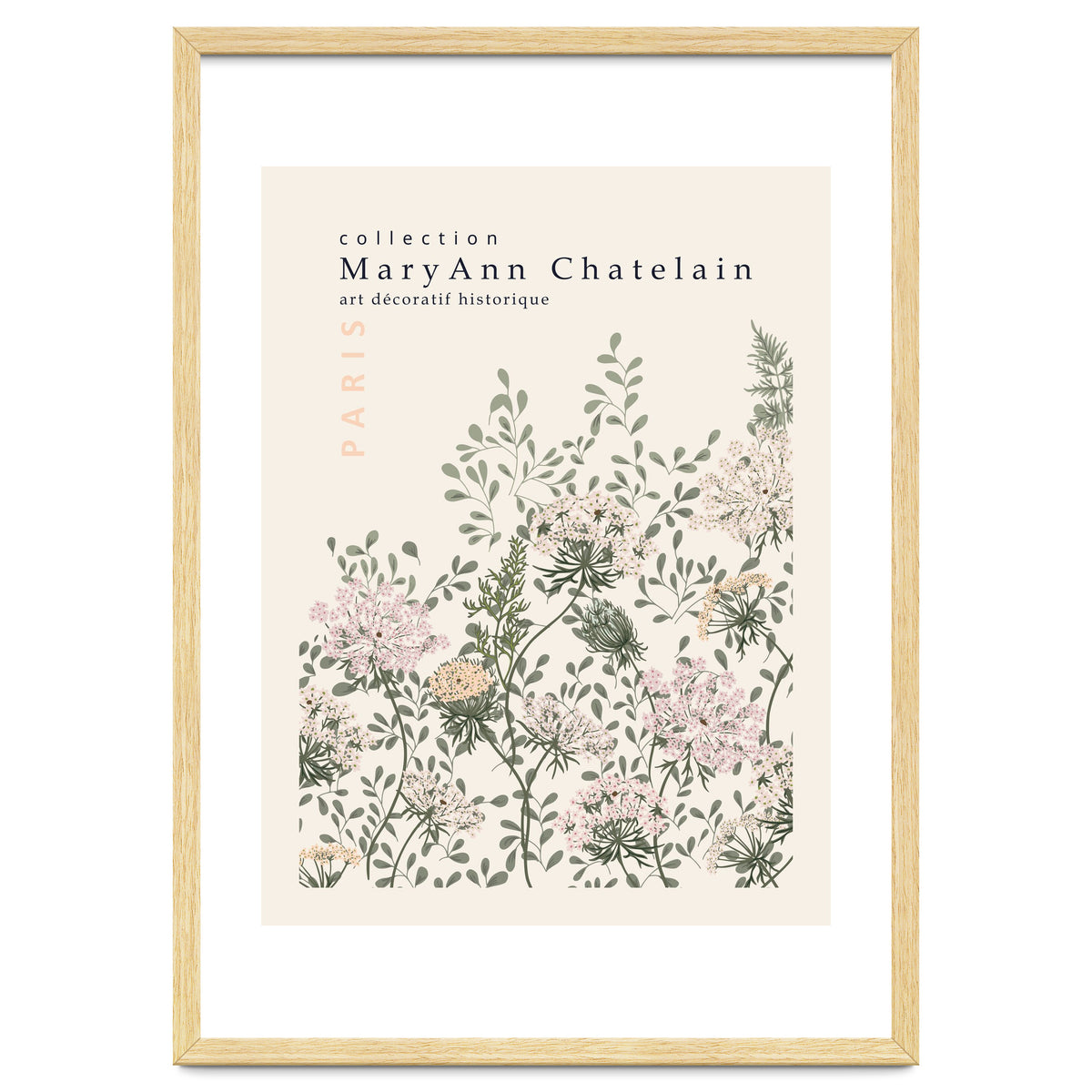 Historic decorative art Paris Queen Anne's lace