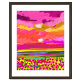 Two Suns, Pink Nature Painting Sky, Maximalist Landscape Pop Of Color Eclectic, Sunrise Sunset Meadow Boho Modern Contemporary thumbnail
