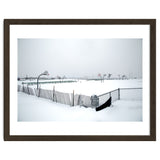 Snow-covered deserted basketball court in winter thumbnail
